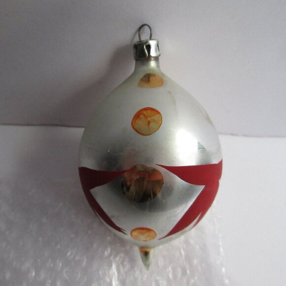 Hand Blown-Hand Painted Glass Tear Drop Christmas Ornament POLAND Vintage 3.5" - Picture 3 of 8